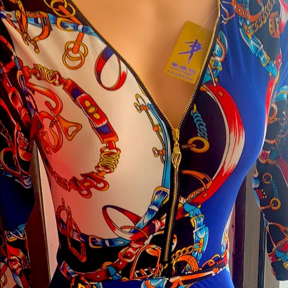 Womens Elegant Chain Dress with zipper